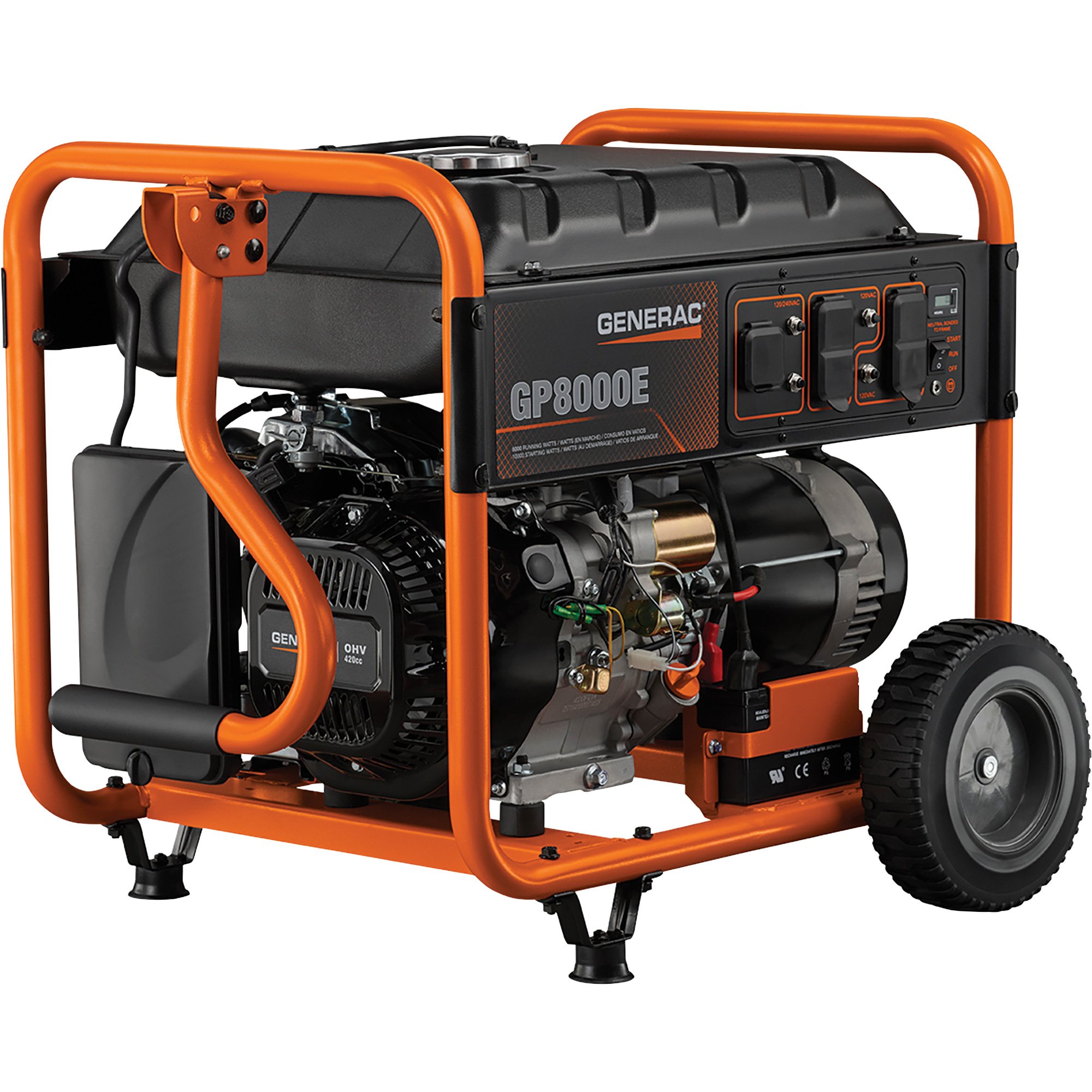 Generac GP8000E Portable Generator — 10,000 Surge Watts 8000 Rated Watts, Electric Start, Model# 6954